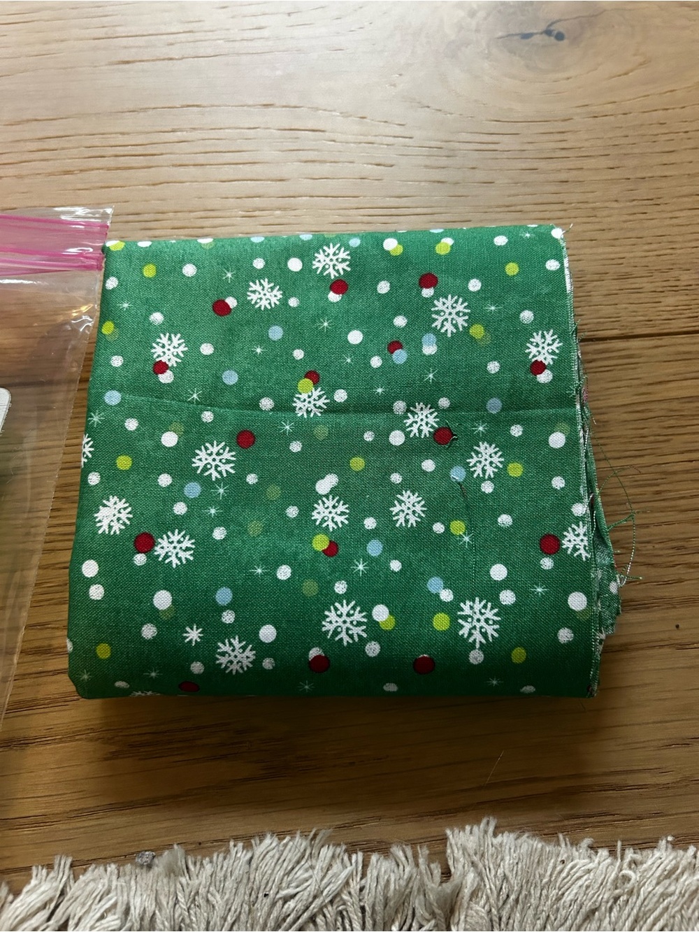 Green Snowflake Print fabric